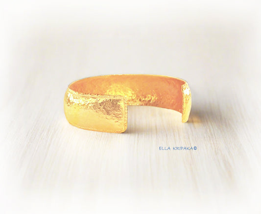 Custom Solid 24k 9999 Gold 80g/6in size Hammered Ancient Rome Bracelet Cuff Convex 15mm Can Be 22k Gold