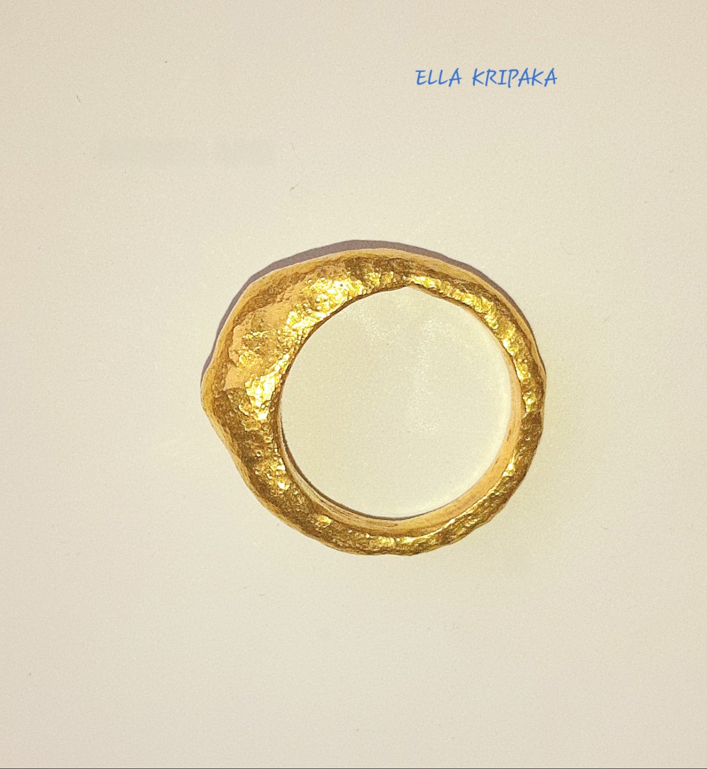 Custom Solid 24k 9999 Gold 22g/size 6US Hammered Organic Ring Signet 8mm Can Be 22k Gold