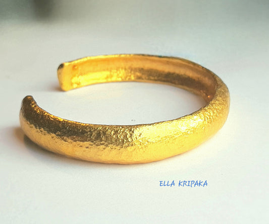 Custom Solid 24k 9999 Gold 72g/6in size Hammered Cuff Ancient Rome Bracelet 10mm Can Be 22k Gold