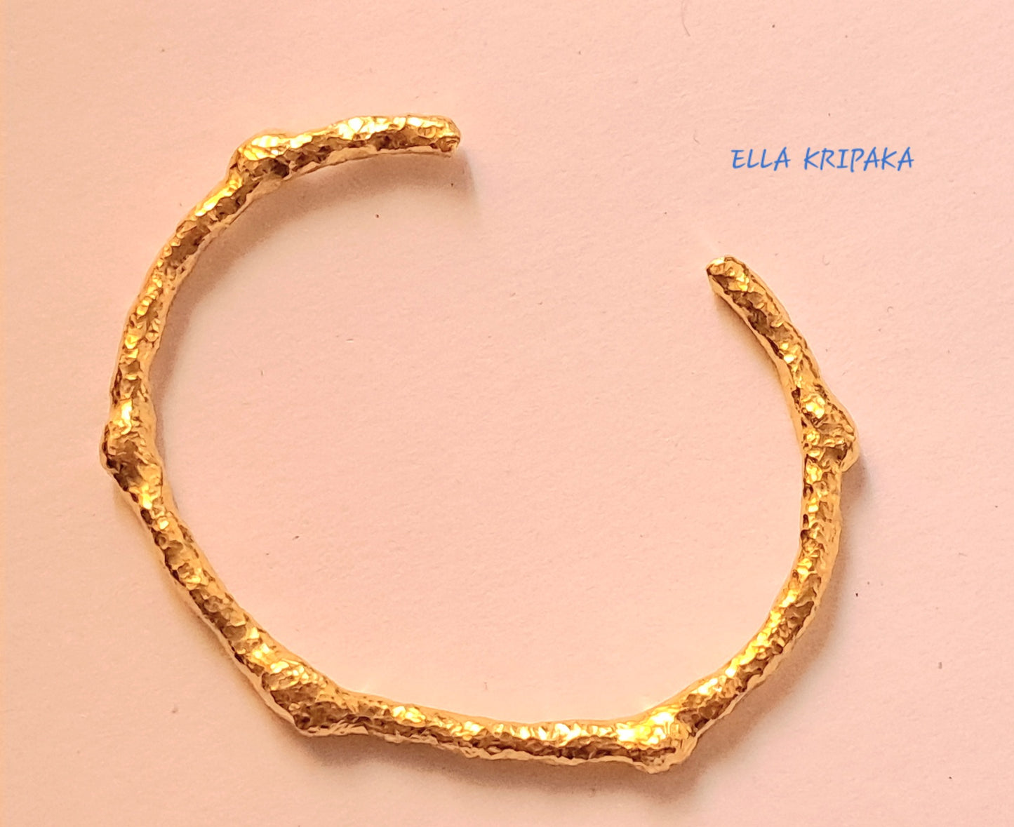 Custom Solid 24k 9999 Gold 46g/6in size Hammered Cuff Organic Bracelet Parts 6mm Can Be 22k Gold