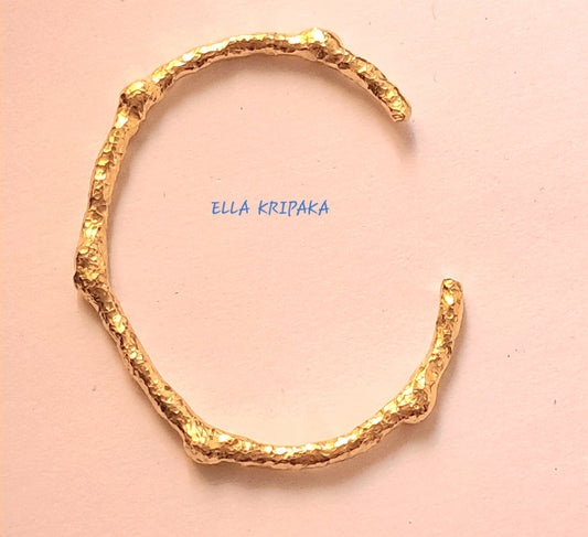 Custom Solid 24k 9999 Gold 46g/6in size Hammered Cuff Organic Bracelet Parts 6mm Can Be 22k Gold