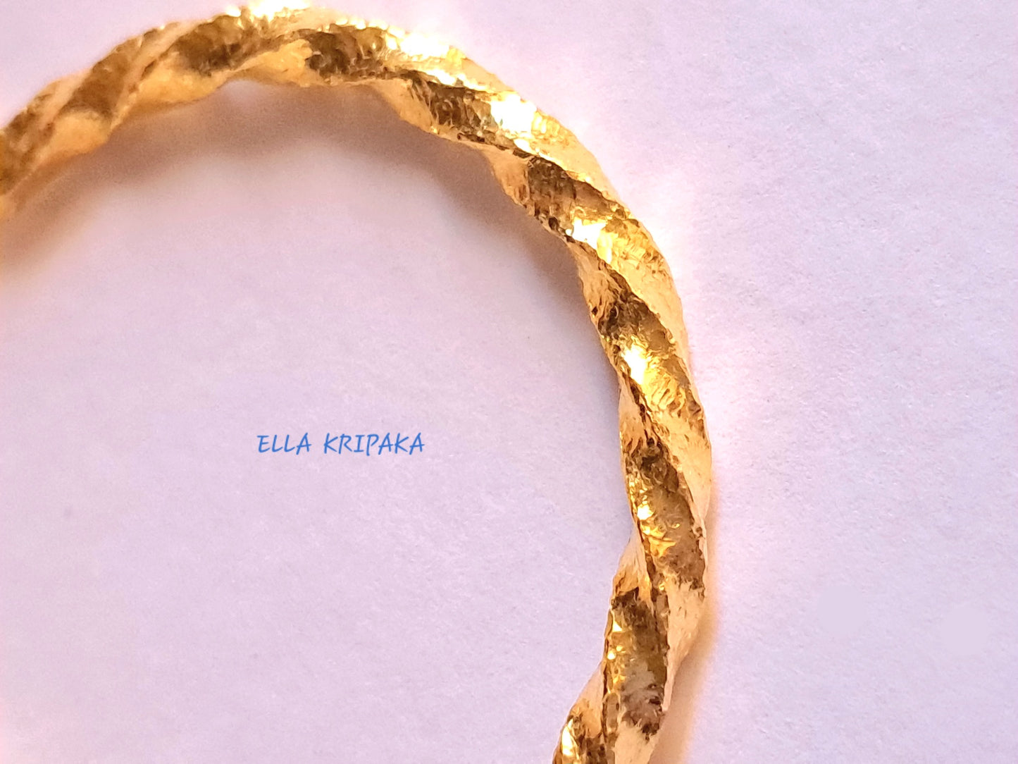 Custom Solid 24k 9999 Gold 34g/6in size Viking Twisted Cuff Bracelet Hammered 4mm Can Be 22k Gold