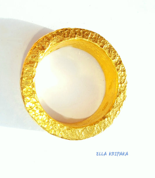 Hammered 24k 9999 Gold 26.5g Ancient Rome Ring 6.4mm Thick 3mm 22k