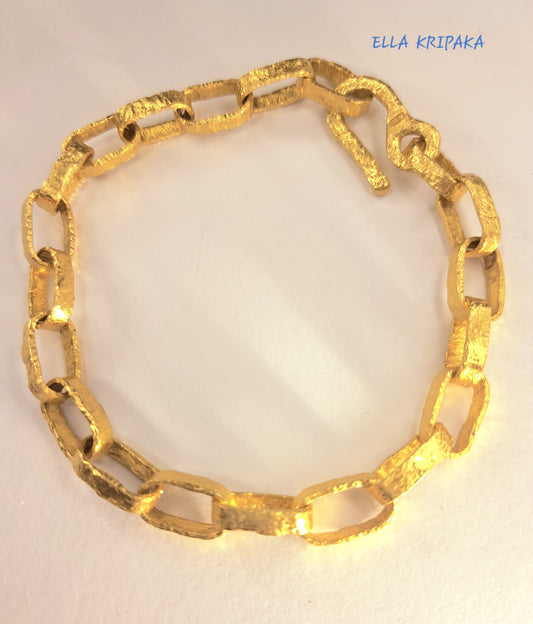 Hammered 24k 9999 Gold 33g Ancient Rome Chain Bracelet 6.2mm 22k