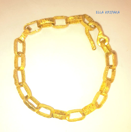 Hammered 24k Gold Hammered 9999 Gold Bracelet Chain Ancient Rome Hammered 22k Gold Artist Ella Kripaka