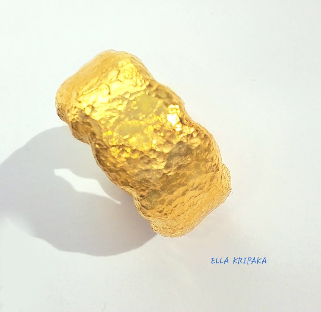 Custom Solid 24k 9999 Gold 41g size 6US Hammered Organic Ring 10mm