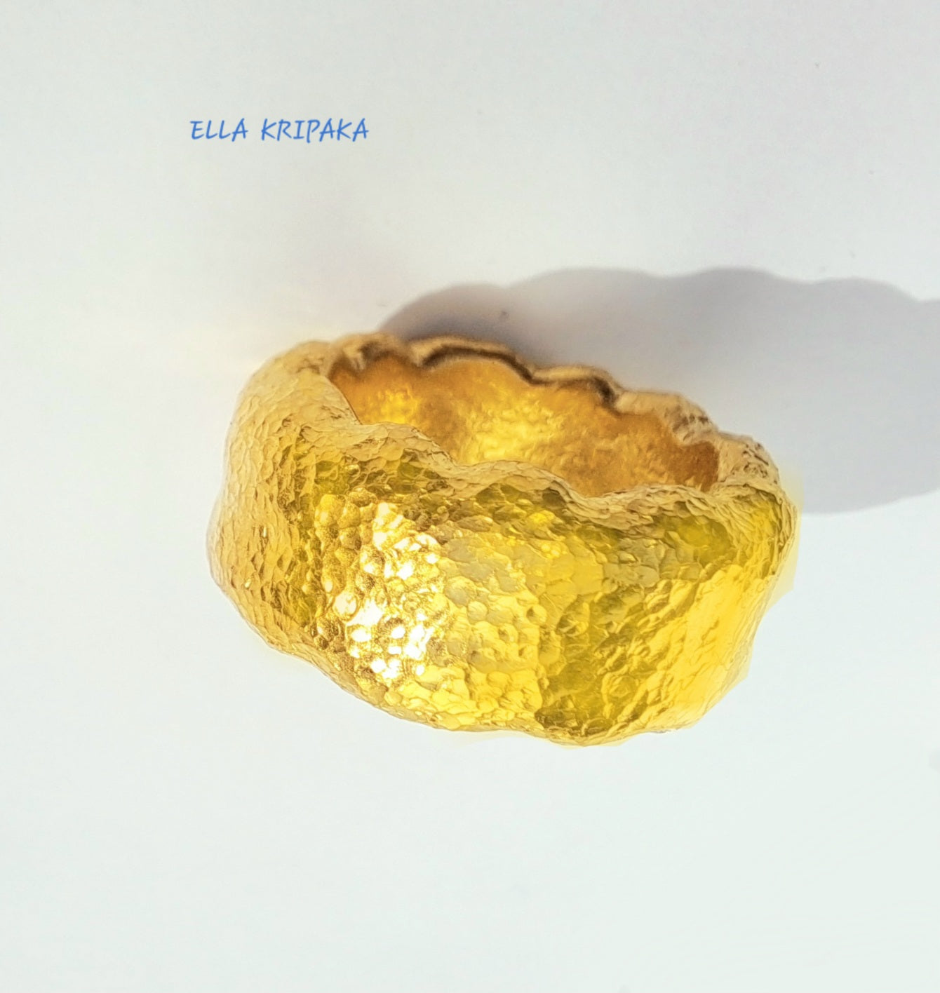 Custom Solid 24k 9999 Gold 36g/size 6US Hammered Organic Wavy Ring 10mm Can Be 22k Gold