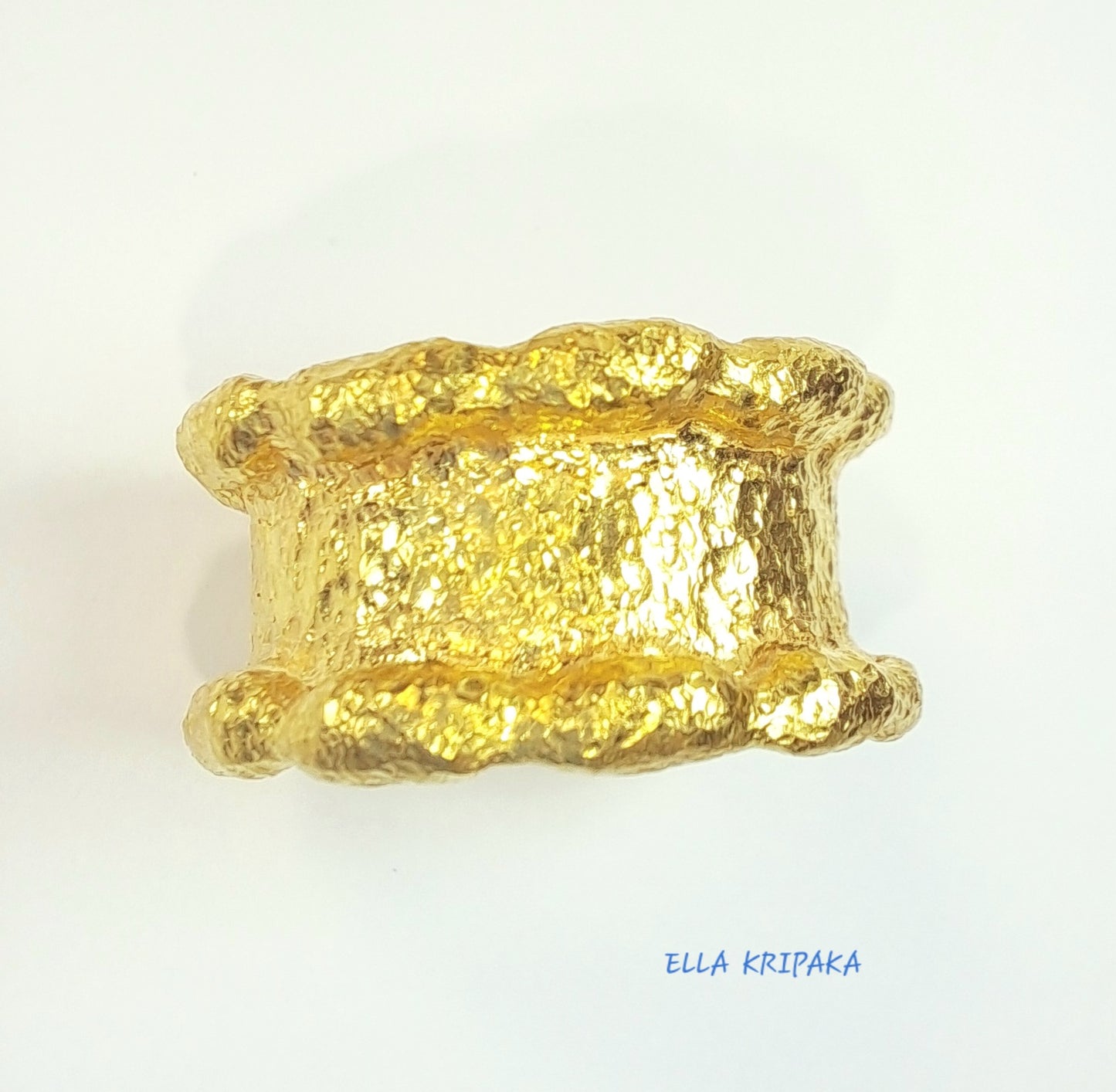 Custom Solid 24k 9999 Gold 17.5g/size 6US Organic Hammered Ring 11mm Can Be 22k Gold