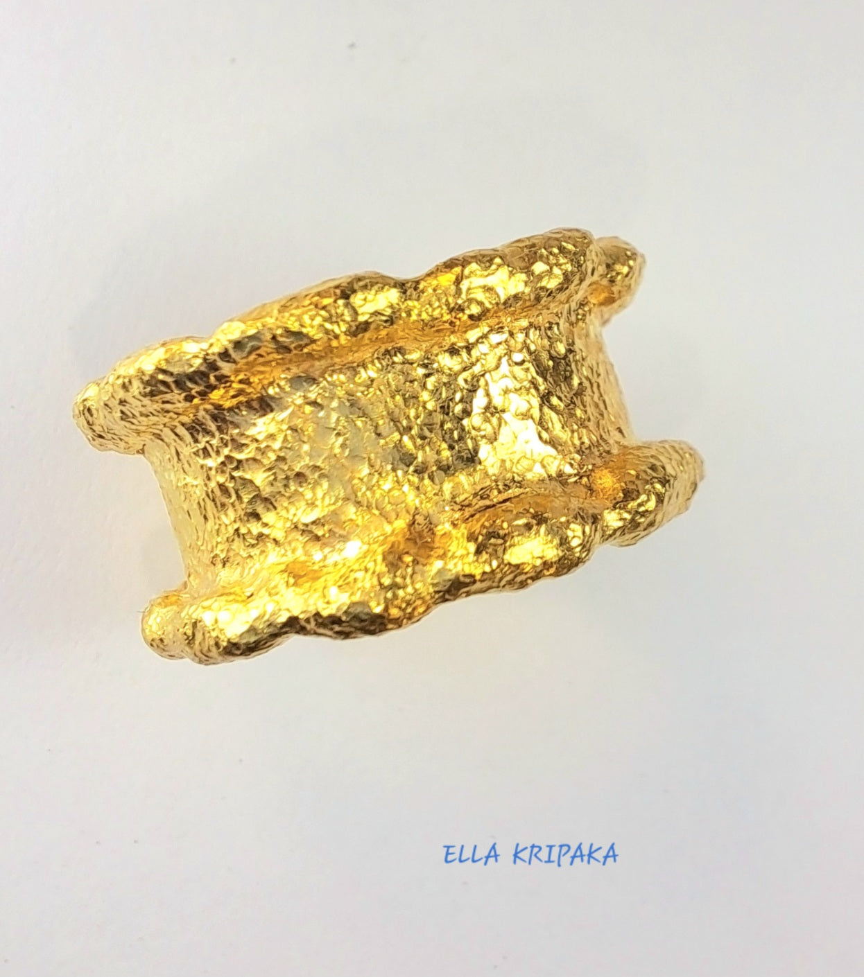 Custom Solid 24k 9999 Gold 25g/size 6US Organic Wavy Hammered Ring 11mm Can Be 22k Gold