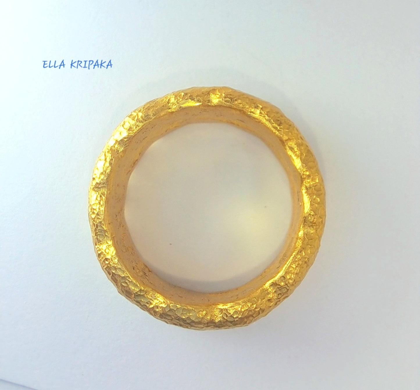 Custom Solid 24k 9999 Gold 23g/size 6US Organic Hammered Ring 8.5mm Can Be 22k Gold