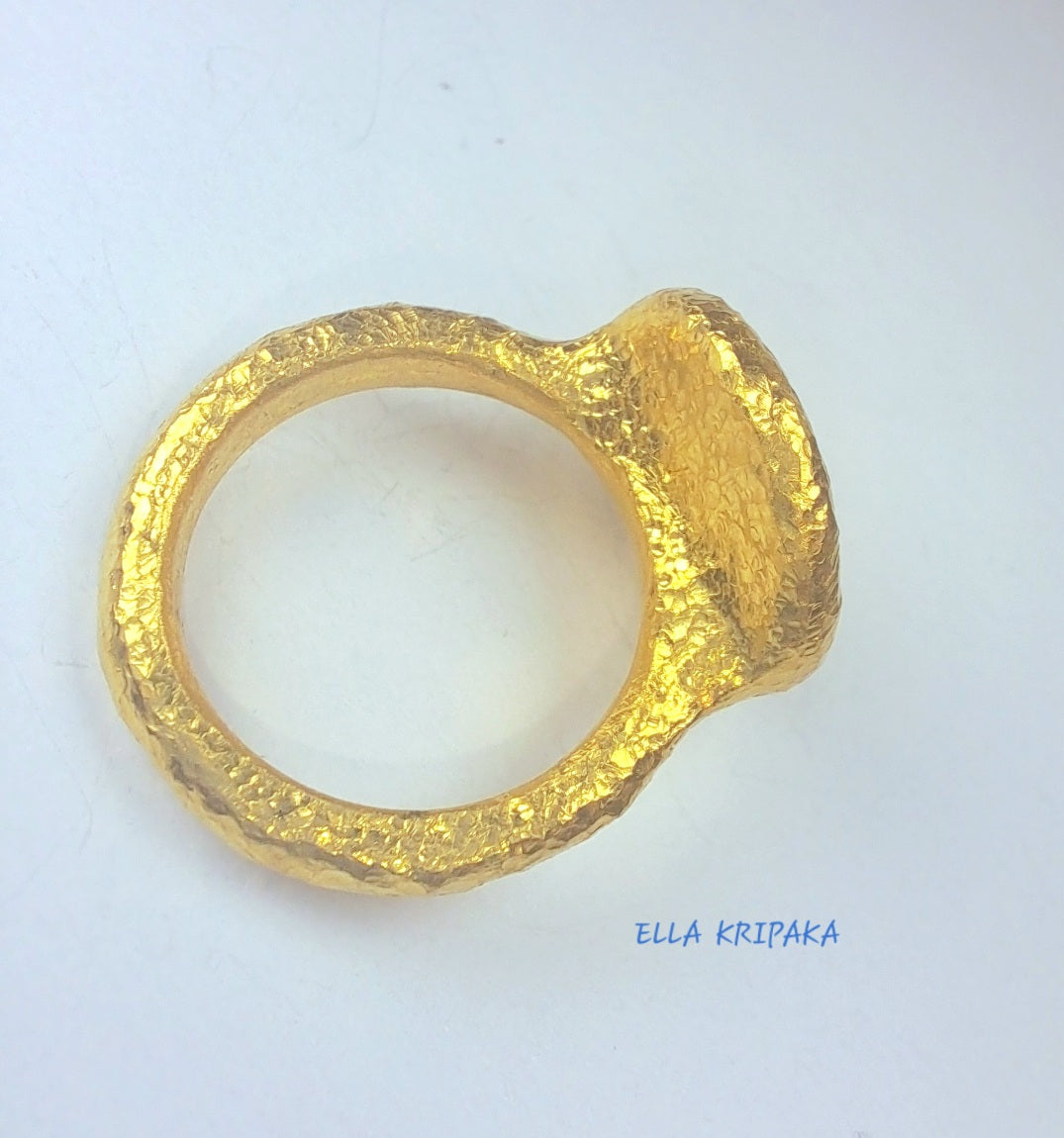 Custom Solid 24k 9999 Gold 19g/size 6US Hammered Ancient Rome Ring Signet 15mm Can Be 22k Gold