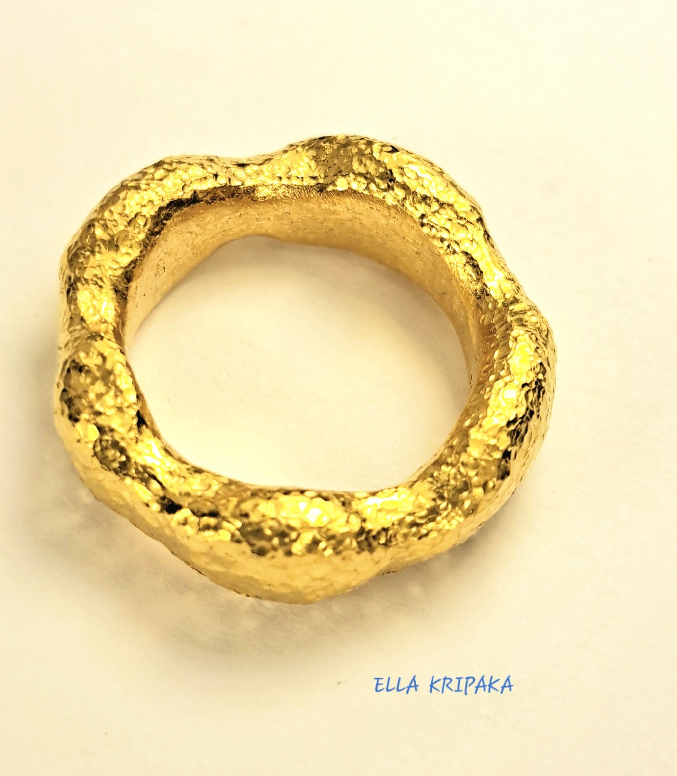 Custom Solid 24k 9999 Gold 24g/size 6US Hammered Organic Ring 6.5mm Thick Can Be 22k Gold