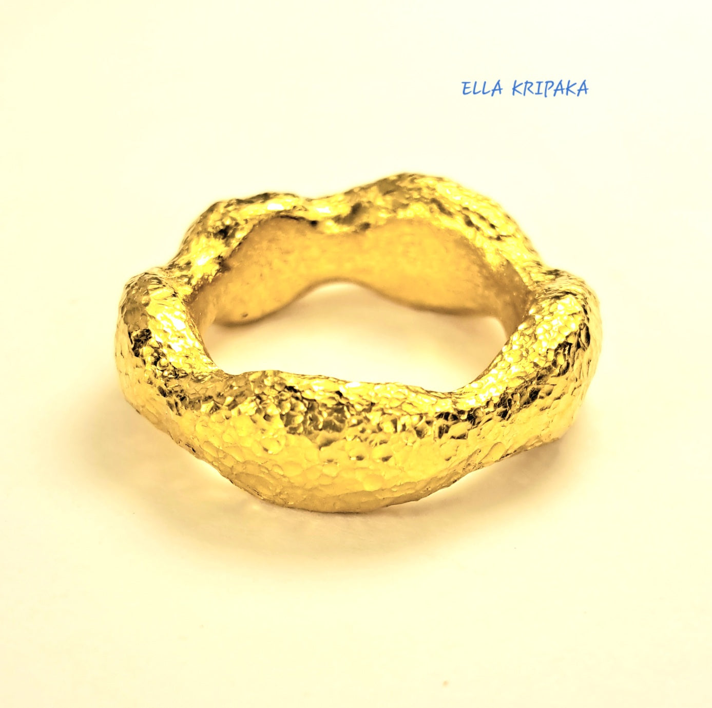 Custom Solid 24k 9999 Gold 24g/size 6US Hammered Organic Ring 6.5mm Thick Can Be 22k Gold