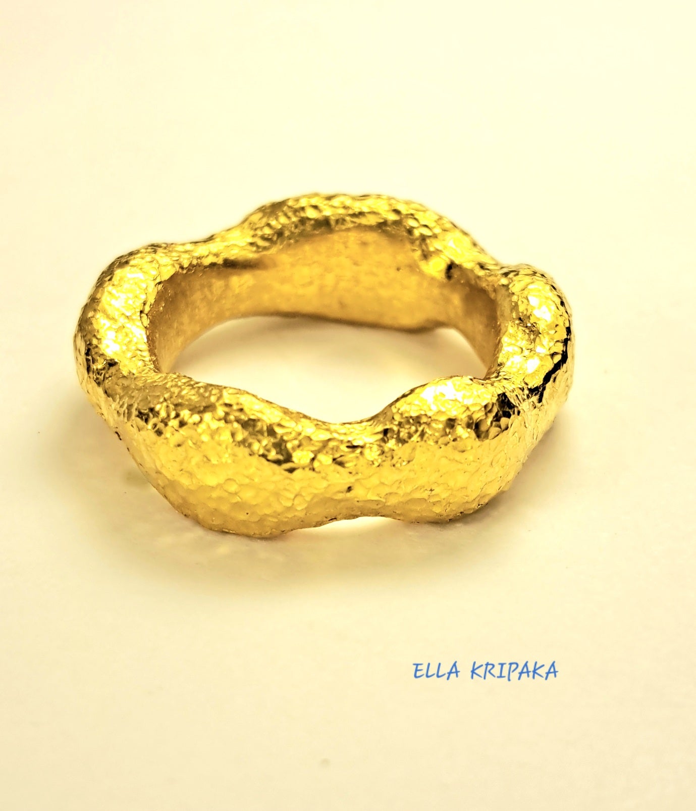 Custom Solid 24k 9999 Gold 24g/size 6US Hammered Organic Ring 6.5mm Thick Can Be 22k Gold