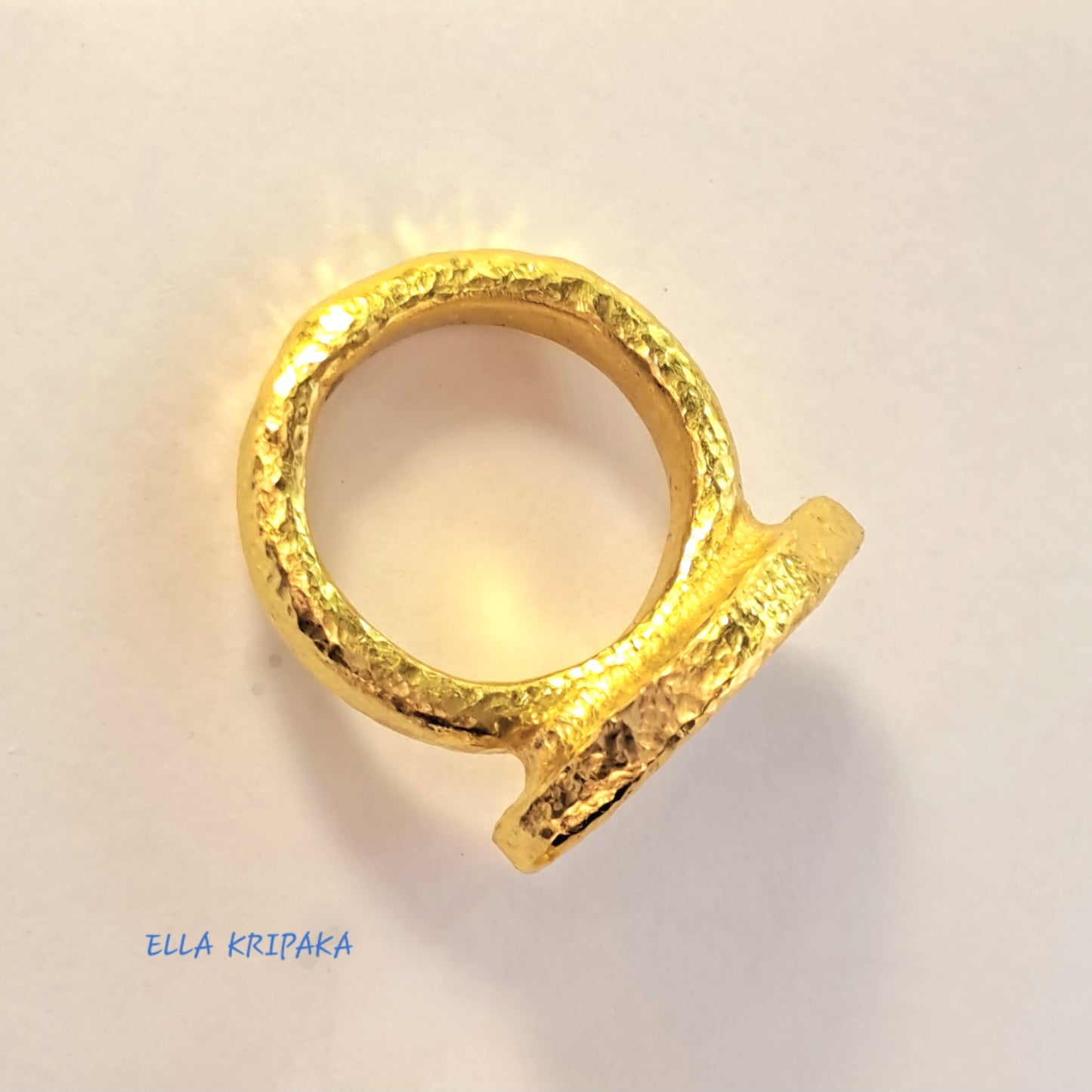 Custom Solid 24k 9999 Gold 28g size 6US Hammered Ancient Rome Signet Ring