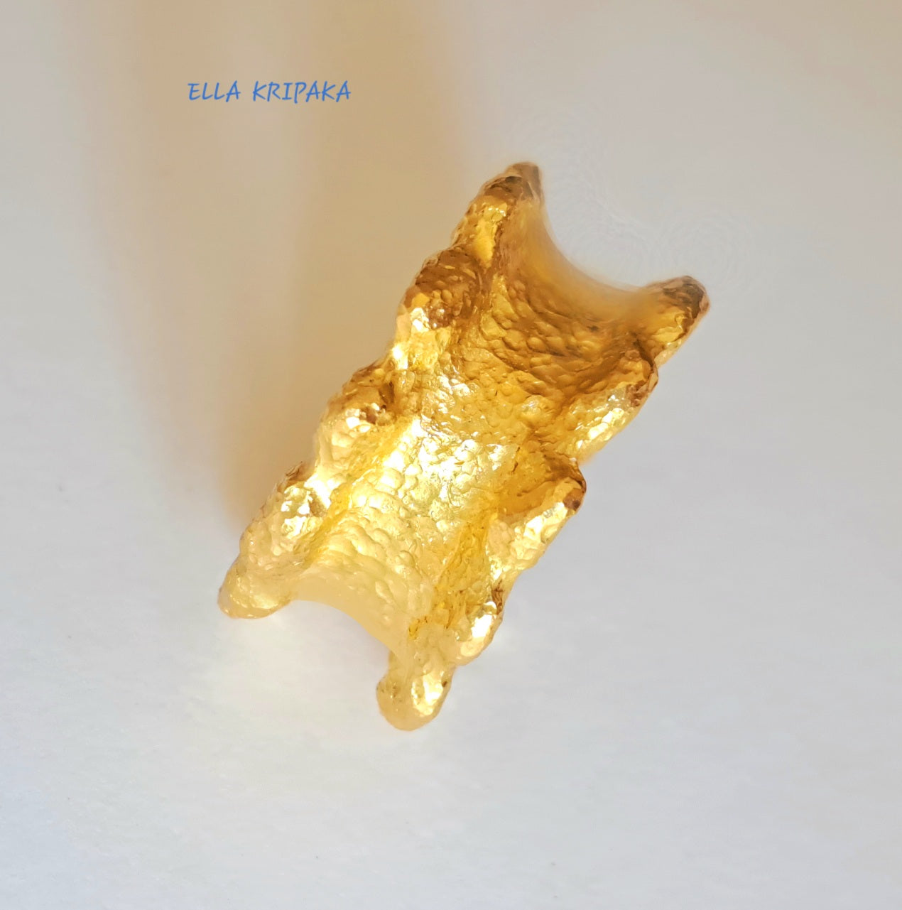 Custom Solid 24k 9999 Gold 25g/size 6US Organic Wavy Hammered Ring 11mm Can Be 22k Gold