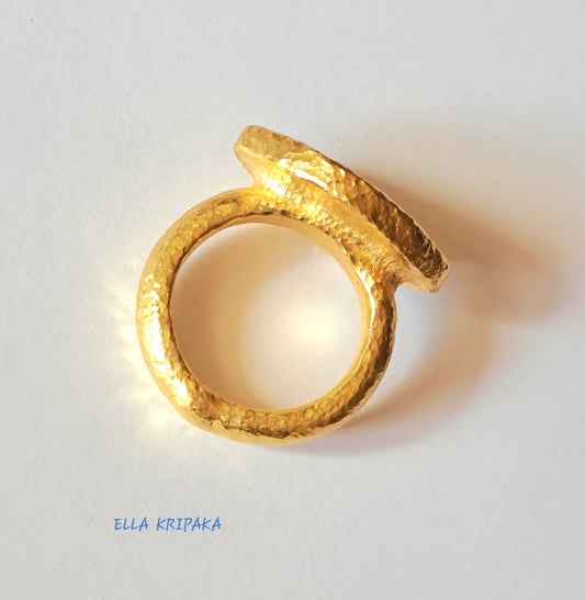 Custom Solid 24k 9999 Gold 28g size 6US Hammered Ancient Rome Signet Ring