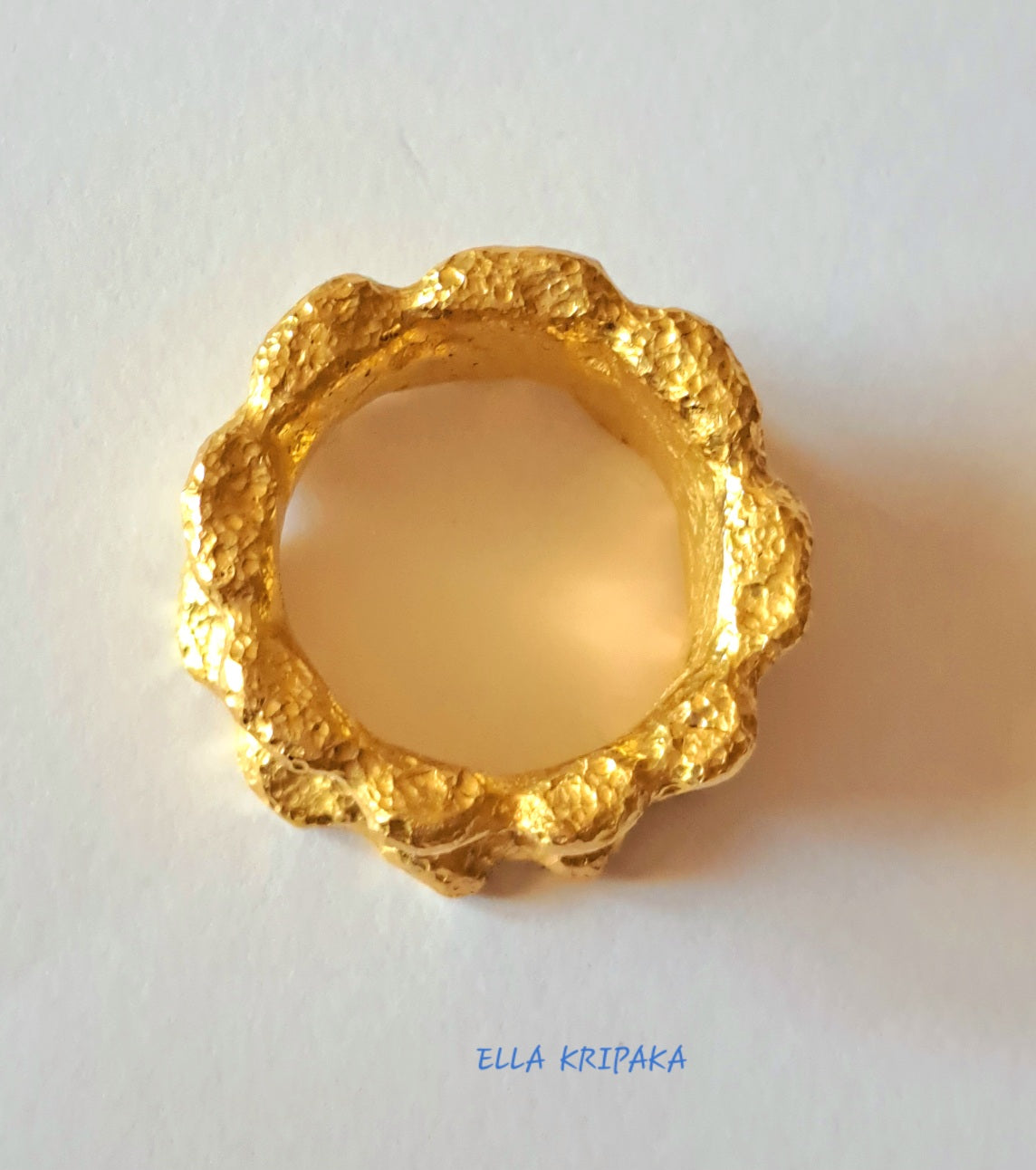 Custom Solid 24k 9999 Gold 17.5g/size 6US Organic Hammered Ring 11mm Can Be 22k Gold