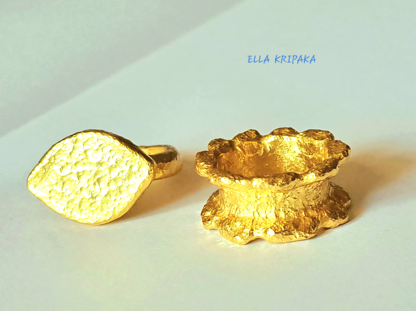 Custom Solid 24k 9999 Gold 17.5g/size 6US Organic Hammered Ring 11mm Can Be 22k Gold