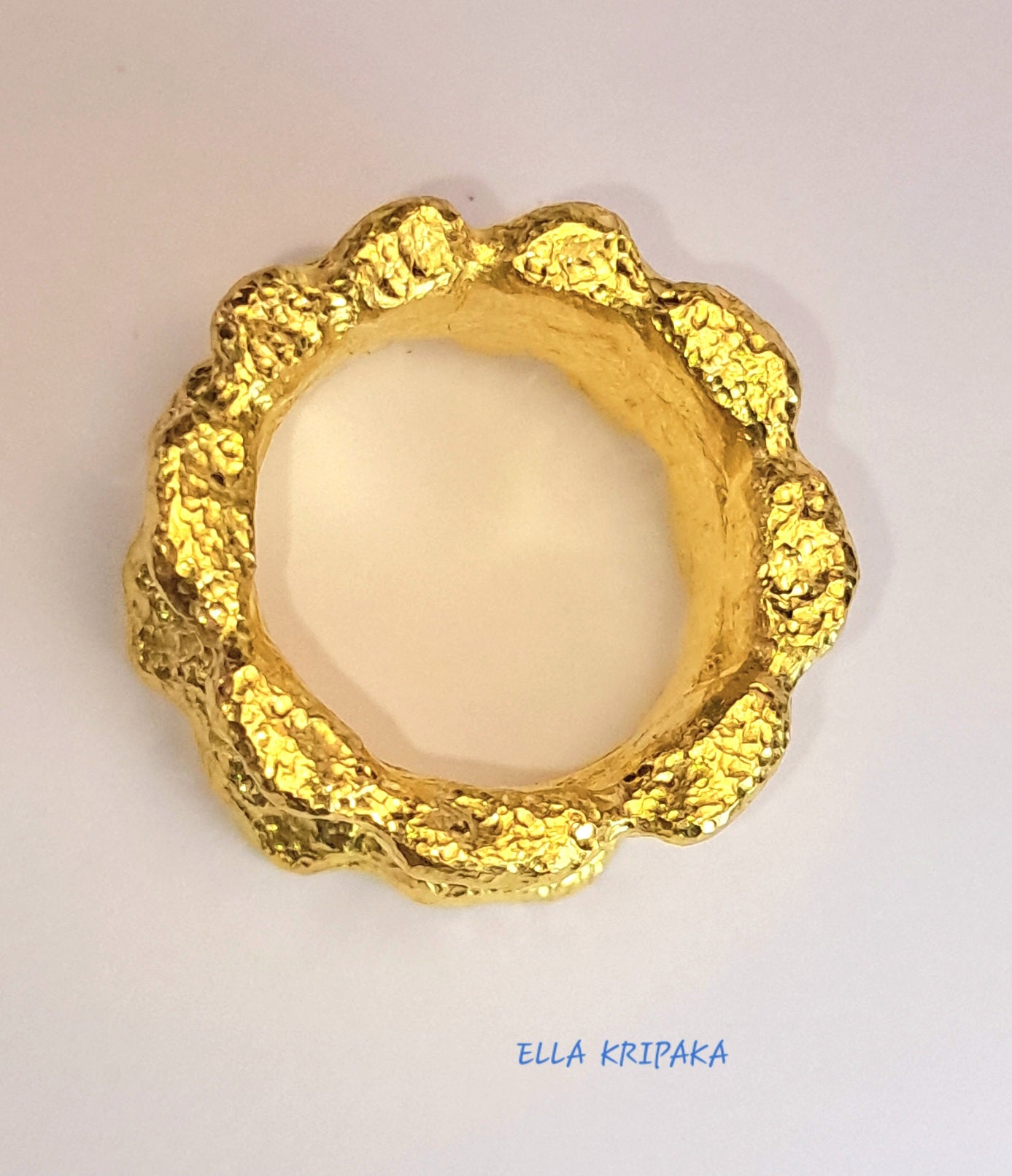 Custom Solid 24k 9999 Gold 17.5g/size 6US Organic Hammered Ring 11mm Can Be 22k Gold