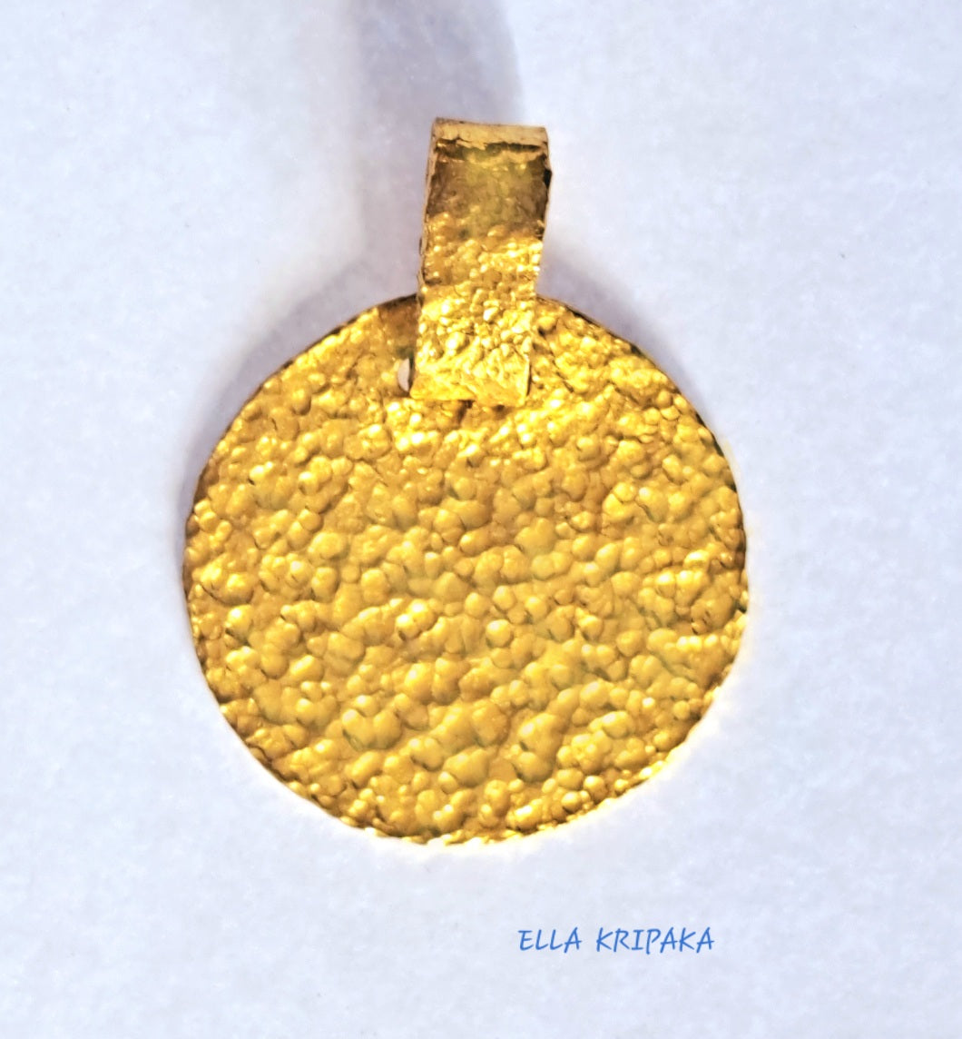 Custom Solid 24k 9999 Gold 5g and 7.5 Hammered Disk Pendant Durable Length 25mm and 30mm
