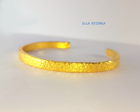 Custom Solid 24k 9999 Gold 29g/6in size Hammered Cuff Bracelet Ancient Rome 4.2mm Can Be 22k Gold