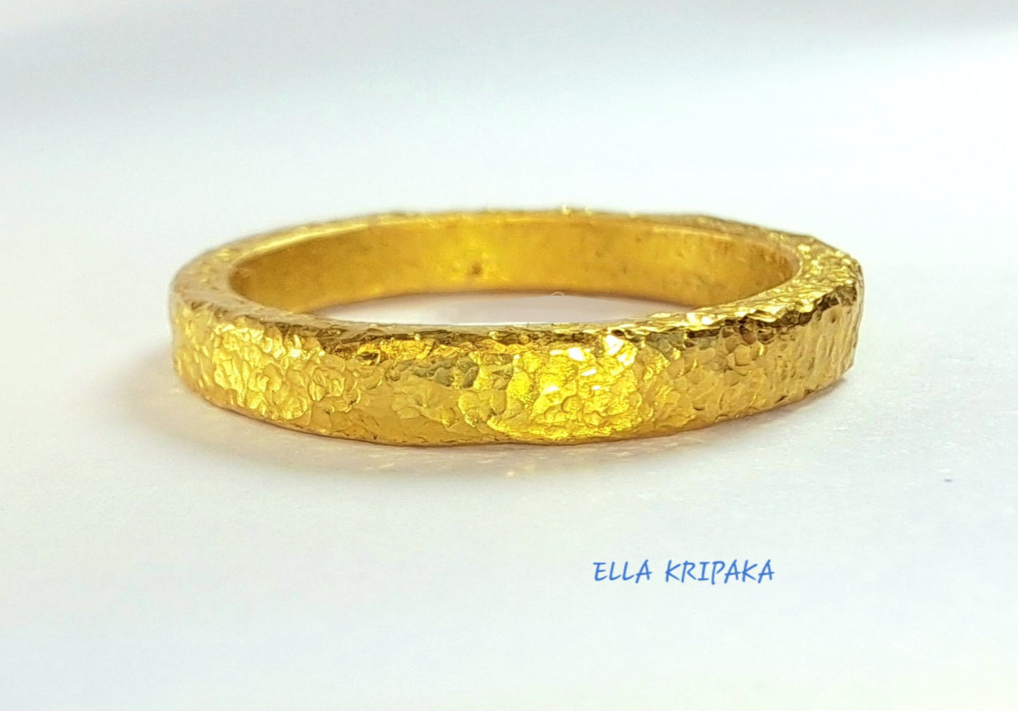 Custom Solid 24k 9999 Gold 7.3g size 6US Ancient Rome Ring Wide 2.7mm