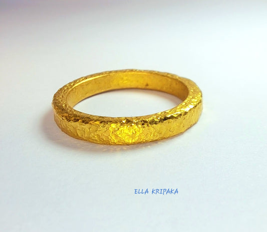 Custom Solid 24k 9999 Gold 7.3g size 6US Ancient Rome Ring Wide 2.7mm