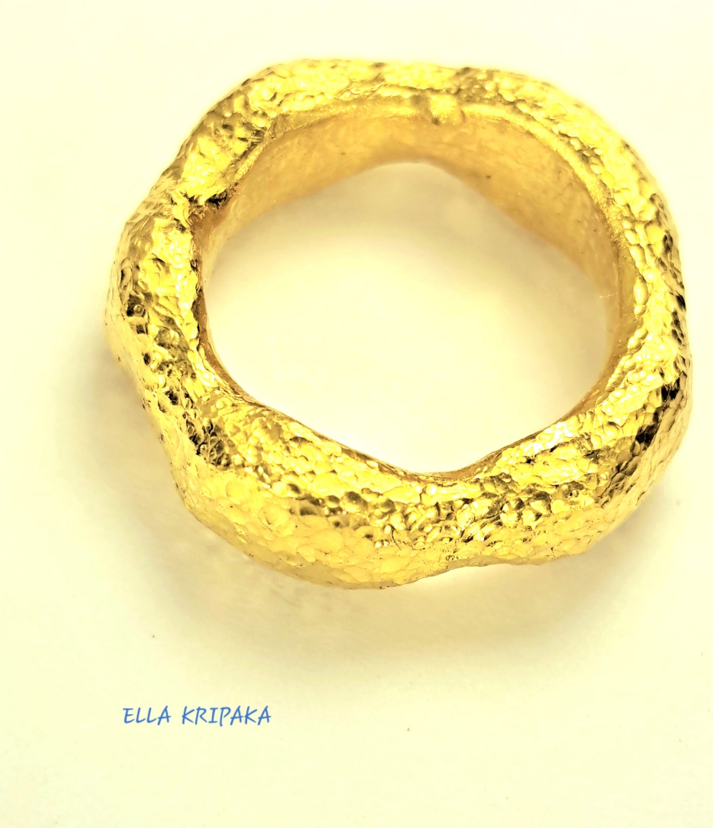 Custom Solid 24k 9999 Gold 24g/size 6US Hammered Organic Ring 6.5mm Thick Can Be 22k Gold