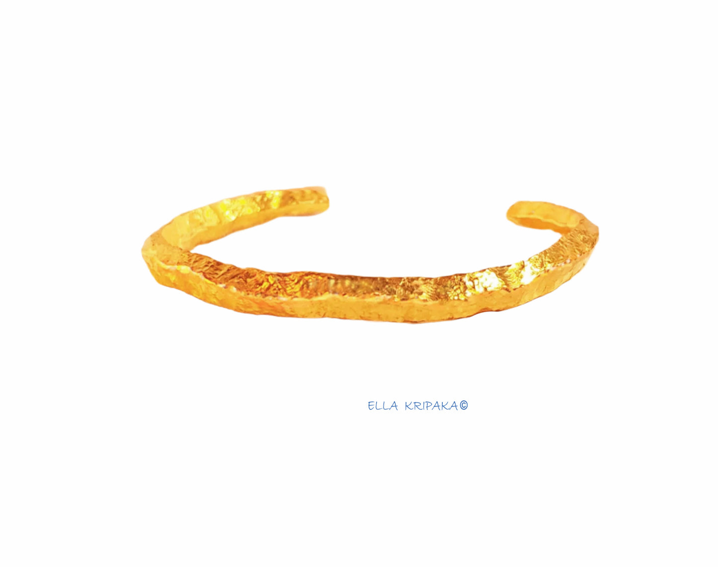 Custom Solid 24k 9999 Gold 78g/6in size Hammered Cuff Organic Bracelet 6.5mm Can Be 22k Gold
