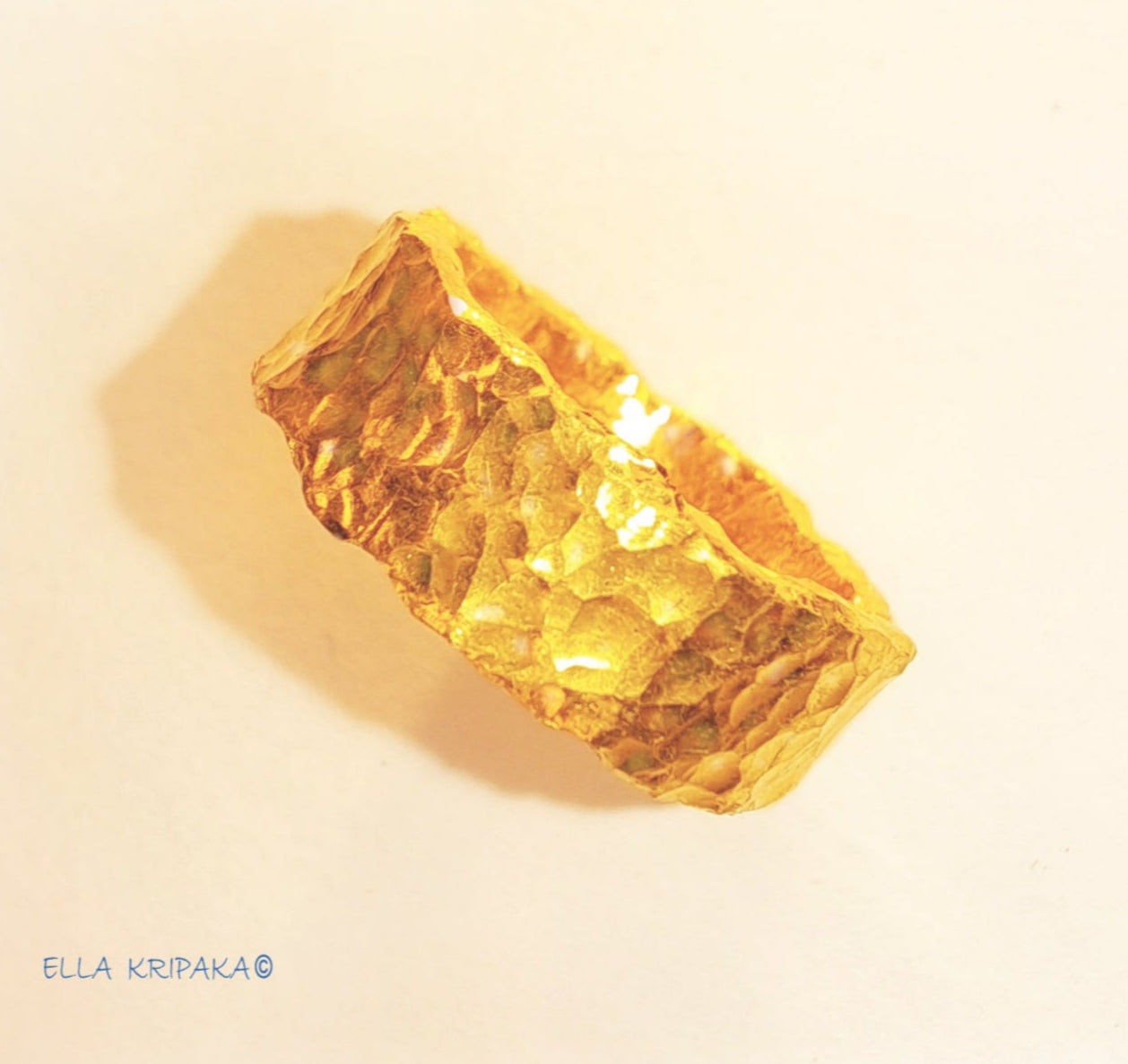Custom Solid 24k 9999 Gold 32g/size 6US Organic Ring Wide 8.5mm Can Be 22k Gold