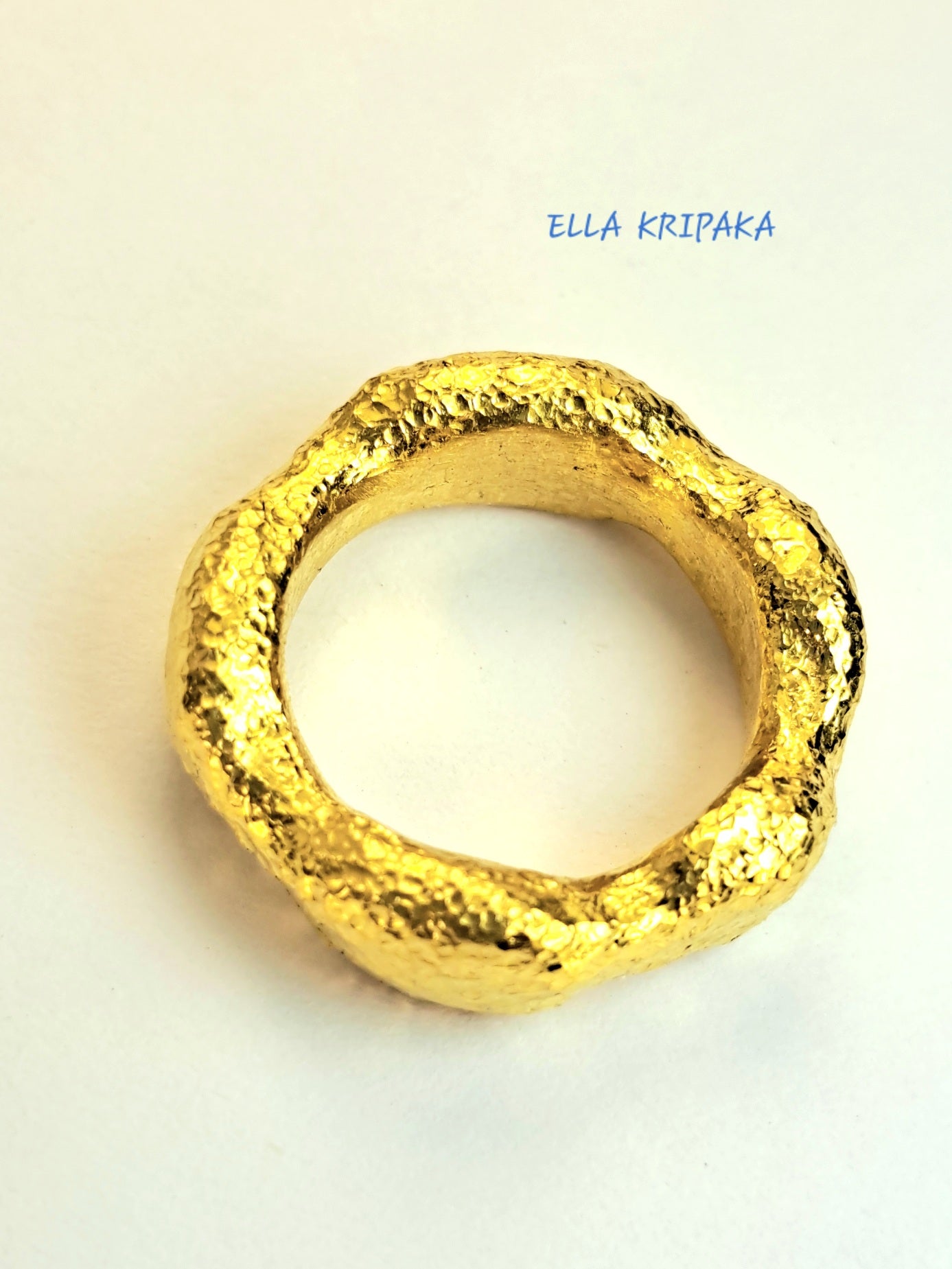 Custom Solid 24k 9999 Gold 24g/size 6US Hammered Organic Ring 6.5mm Thick Can Be 22k Gold