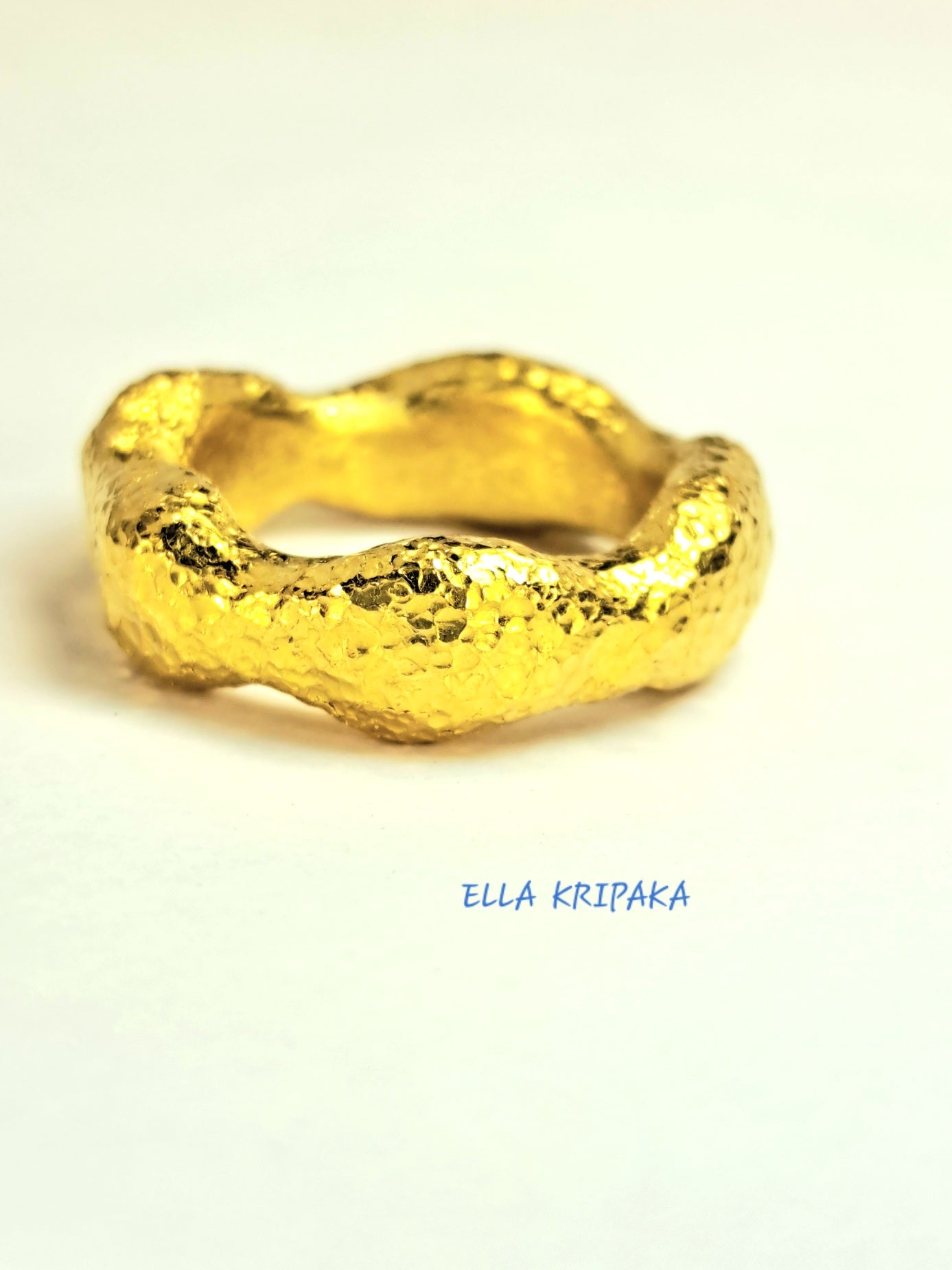 Custom Solid 24k 9999 Gold 24g/size 6US Hammered Organic Ring 6.5mm Thick Can Be 22k Gold