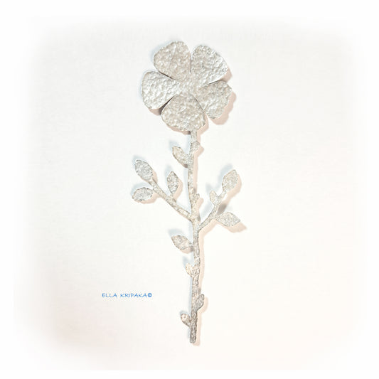 Custom Solid Fine 999 Silver, 110g and 200g, Hammered Decorative Flower Interior Decor Home Shelf Decor, Length 26cm And 36cm, Fantasy Forever Flower