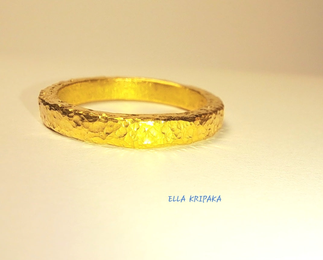 Custom Solid 24k 9999 Gold 7.3g size 6US Ancient Rome Ring Wide 2.7mm