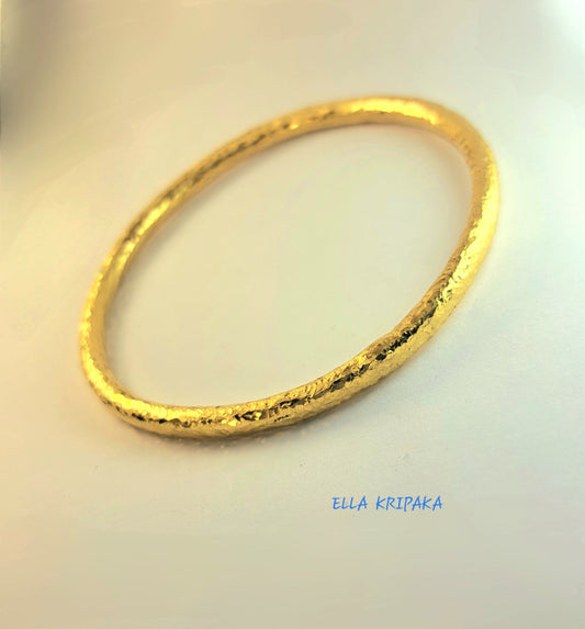 Hammered 24k gold 9999 gold bangle thick bracelet Ancient Rome, forged 24k gold bangle, can be hammered 22k gold bracelet, artist jeweler Ella Kripaka