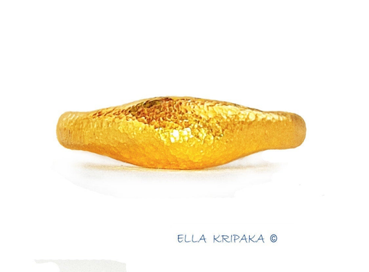 Hammered 24k Gold Hammered 9999 Gold Ring Organic Hammered 22k Gold Artist Ella Kripaka