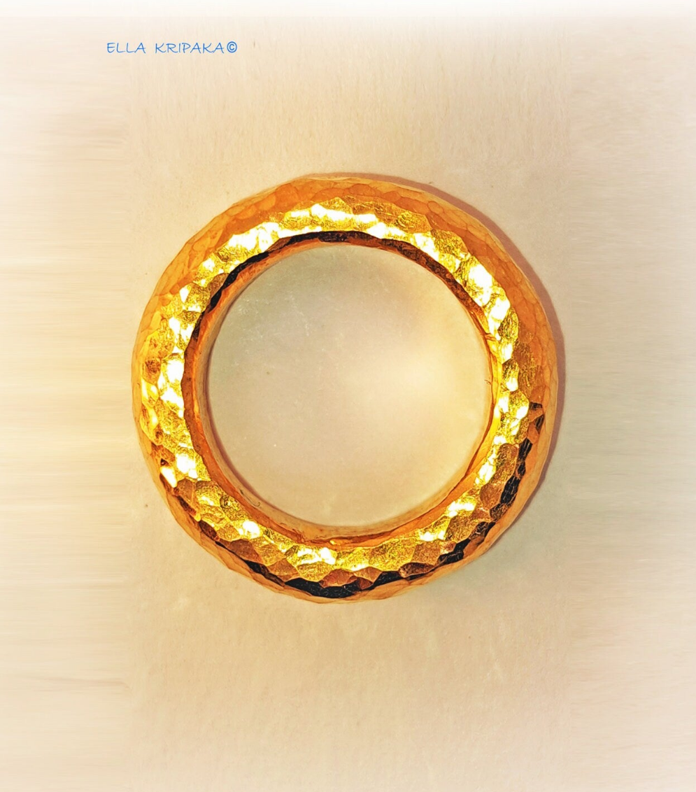 Custom Solid 24k 9999 Gold 13g/size 6US Hammered Ancient Rome Ring 7mm Thick Can Be 22k Gold