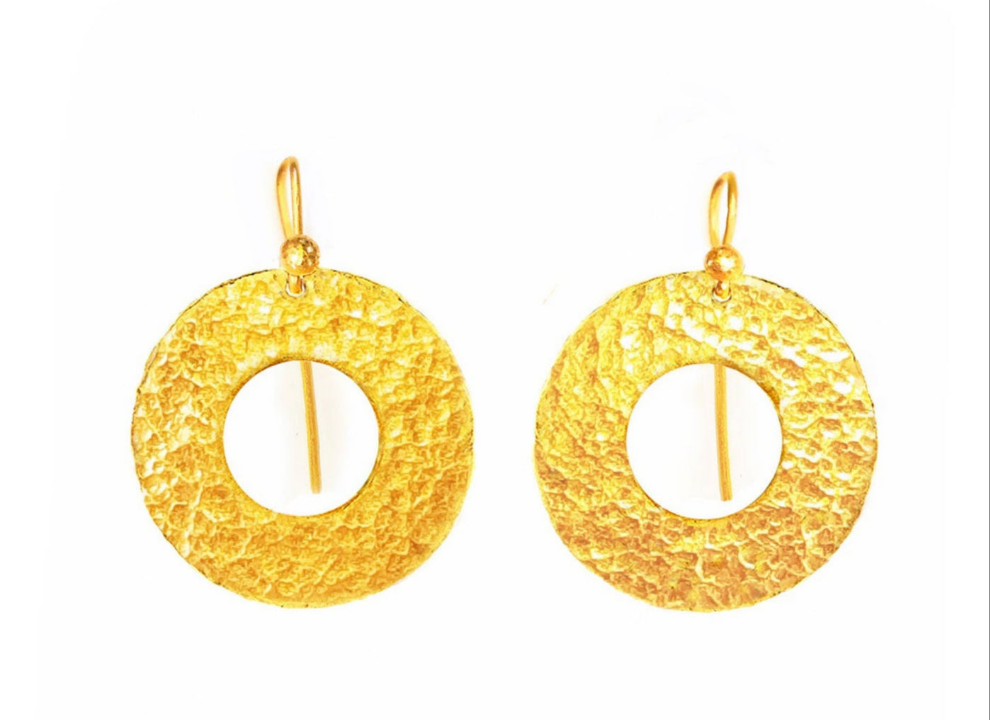Custom Solid 24K 9999 Gold 9g and 26g Hammered Hoops Ancient Rome Earrings 40mm and 60mm Can Be 22k Gold