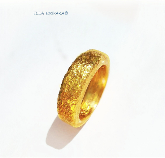 Hammered 24k Gold Hammered 9999 Gold Ring Ancient Rome Hammered 22k Gold Artist Ella Kripaka