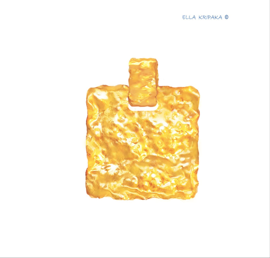 Hammered 24k 9999 Gold 7g &23g Organic Square Pendant Custom 22k