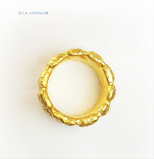 Hammered 24k Gold Hammered 9999 Gold Ring Organic Hammered 22k Gold Artist Ella Kripaka