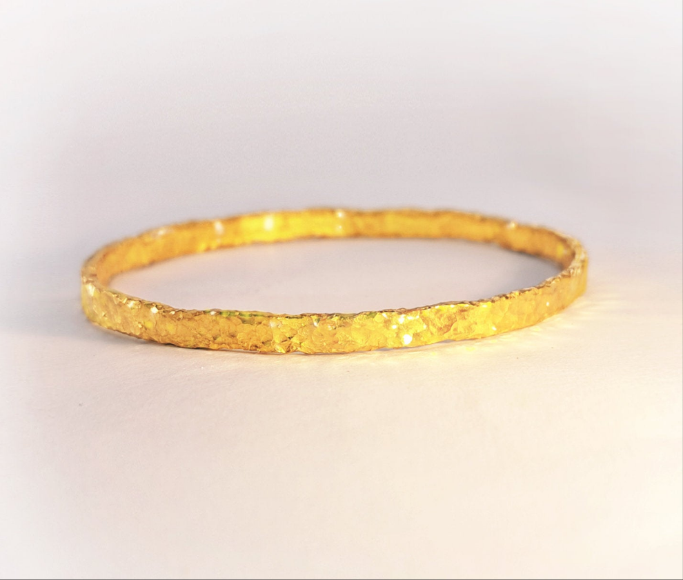 Custom hammered 24k gold 9999 gold bangle bracelet organic uneven, forged 24k gold bangle, can be hammered 22k gold bracelet, pure 24k 9999 gold