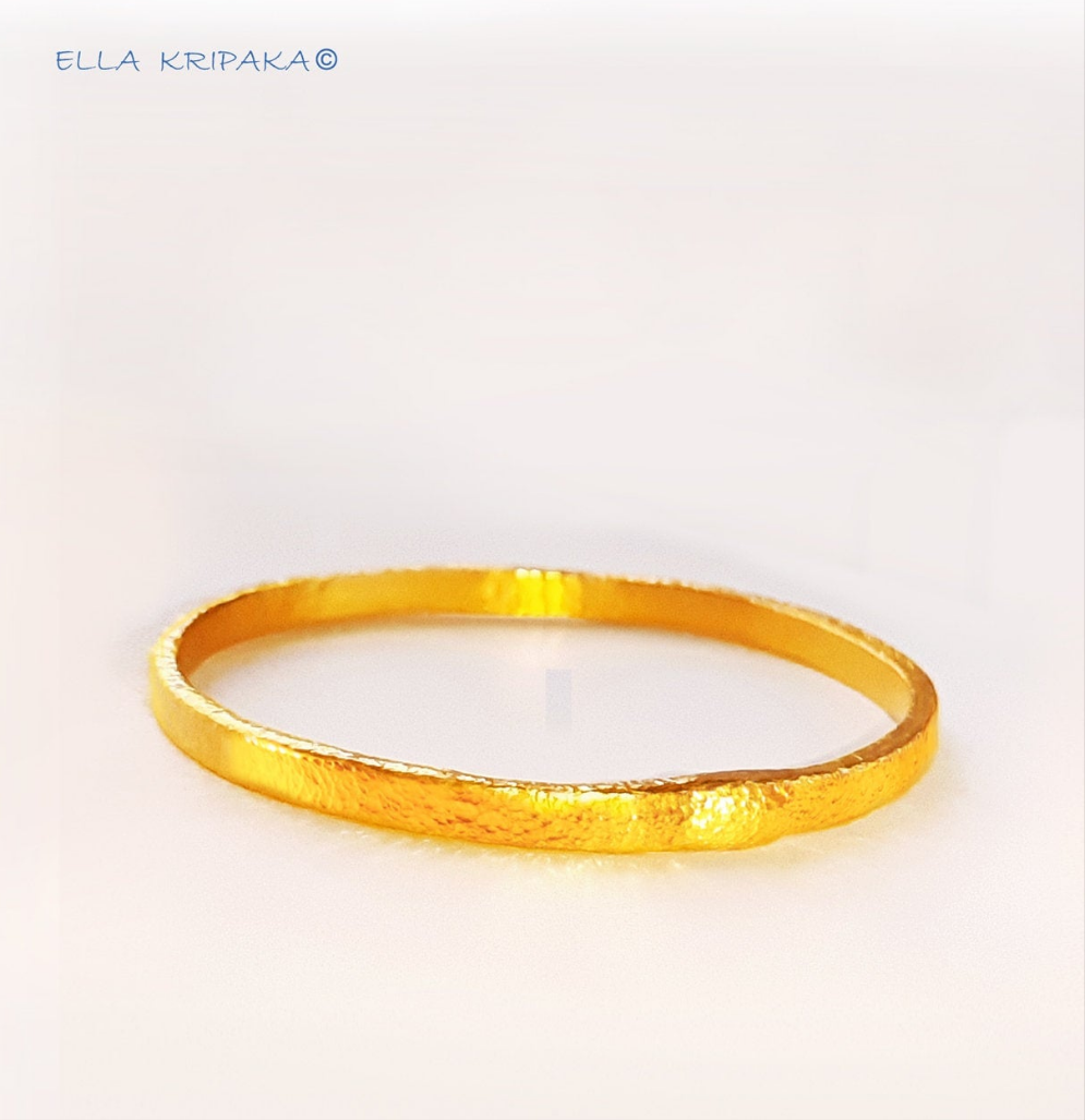 Custom Solid 24k 9999 Gold 44g/7in size Hammered Ancient Rome Bracelet Bangle 4.2mm Can Be 22k Gold