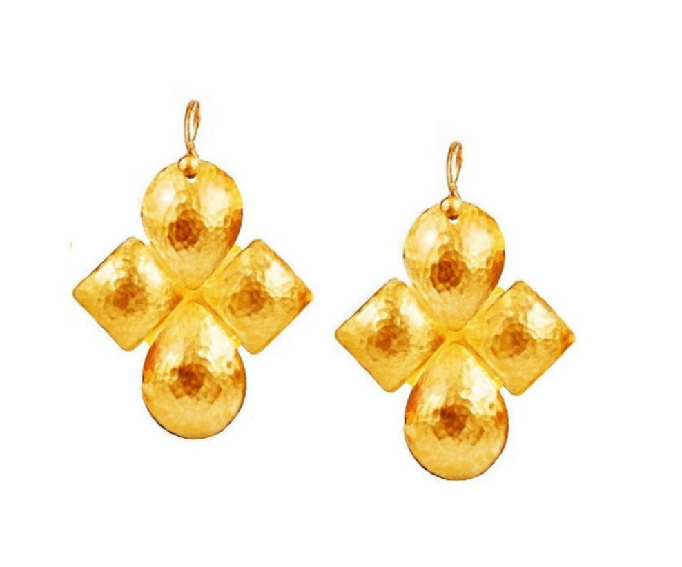 Custom Solid 24K 9999 Gold 10g & 28g Hammered Byzantine Cross Earrings 40mm & 60mm Can Be 22k Gold