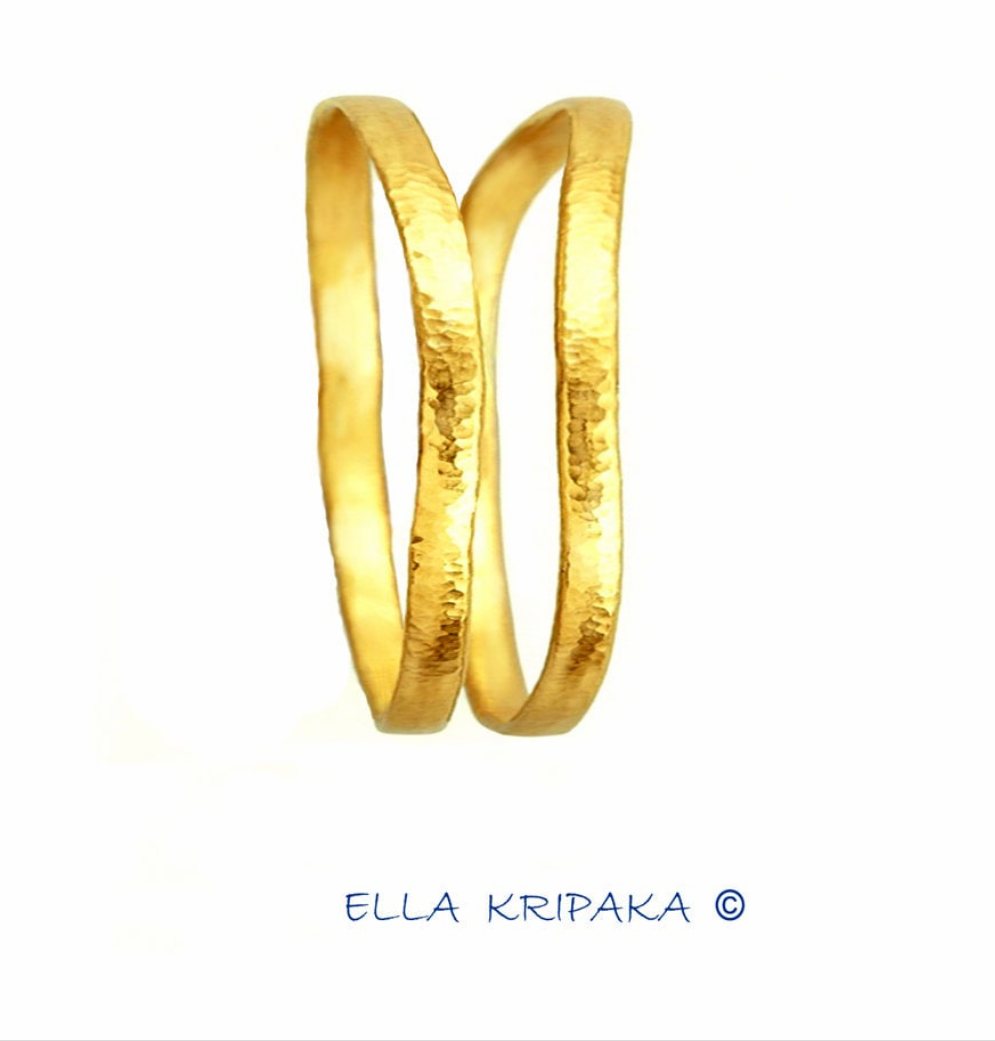 Custom Solid 24k 9999 Gold 50g/7in size, Hammered Uneven Bracelet Bangle 6.2mm Can Be 22k Gold