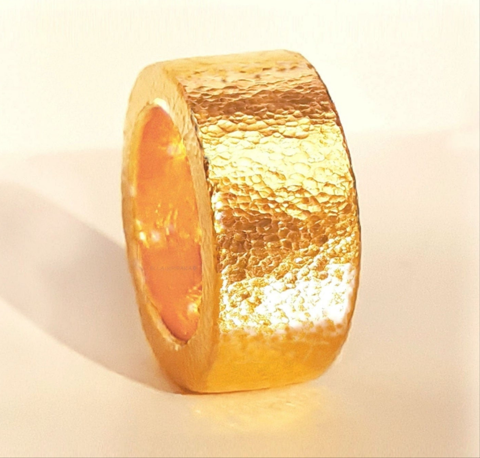 Custom Solid 24k 9999 Gold 41.5g/size 6US Hammered Ancient Rome Ring 10mm Can Be 22k Gold