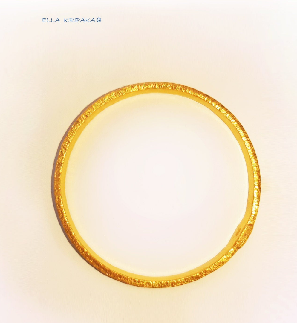Custom Solid 24k 9999 Gold 44g/7in size Hammered Ancient Rome Bracelet Bangle 4.2mm Can Be 22k Gold