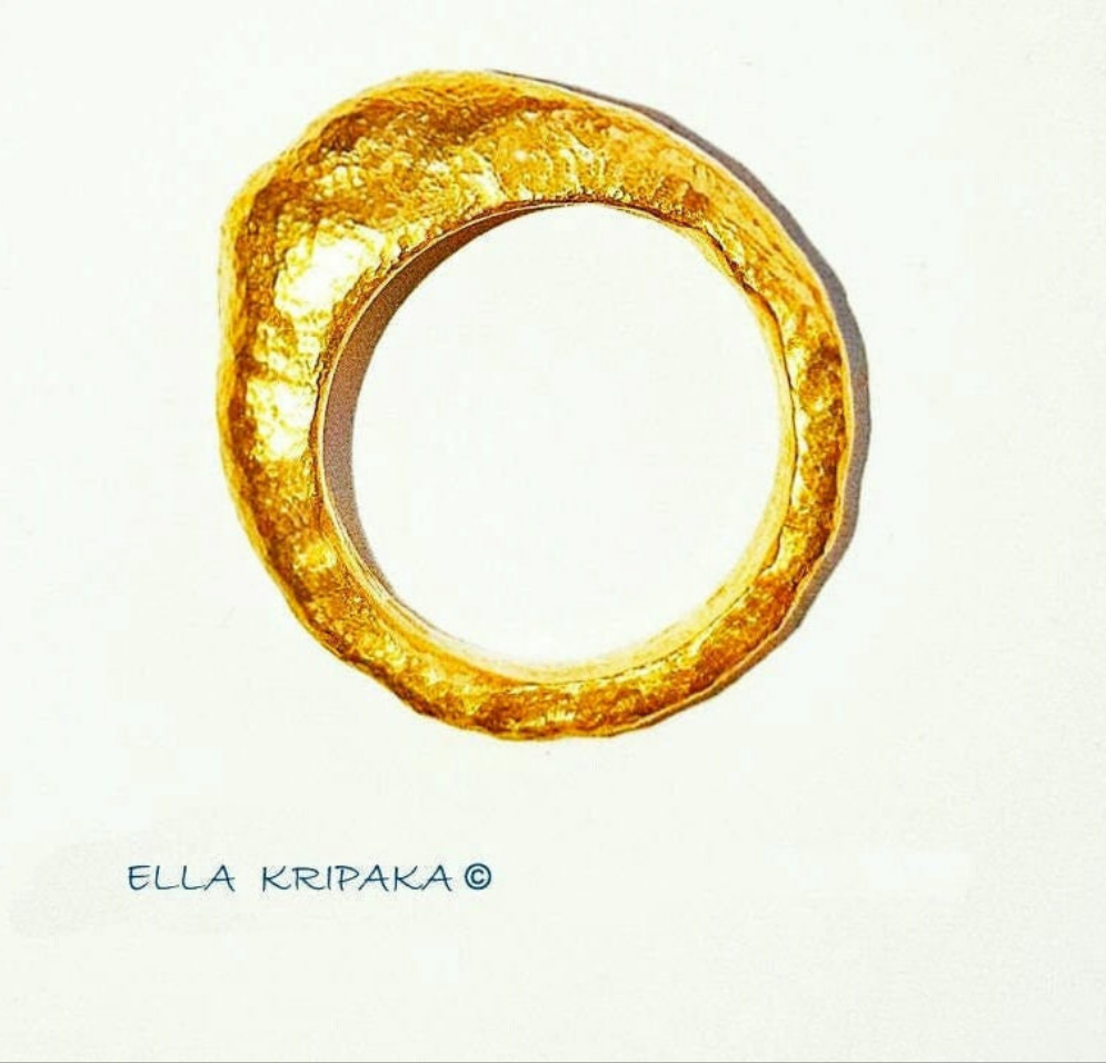 Custom Solid 24k 9999 Gold 13g/size 6US Hammered Organic Ring Signet 9mm Can Be 22k Gold