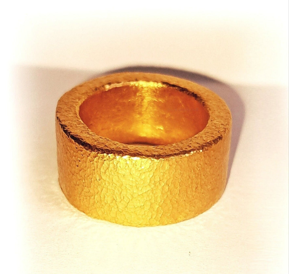 Hammered 24k Gold Hammered 9999 Gold Ring Ancient Rome Hammered 22k Gold Artist Ella Kripaka